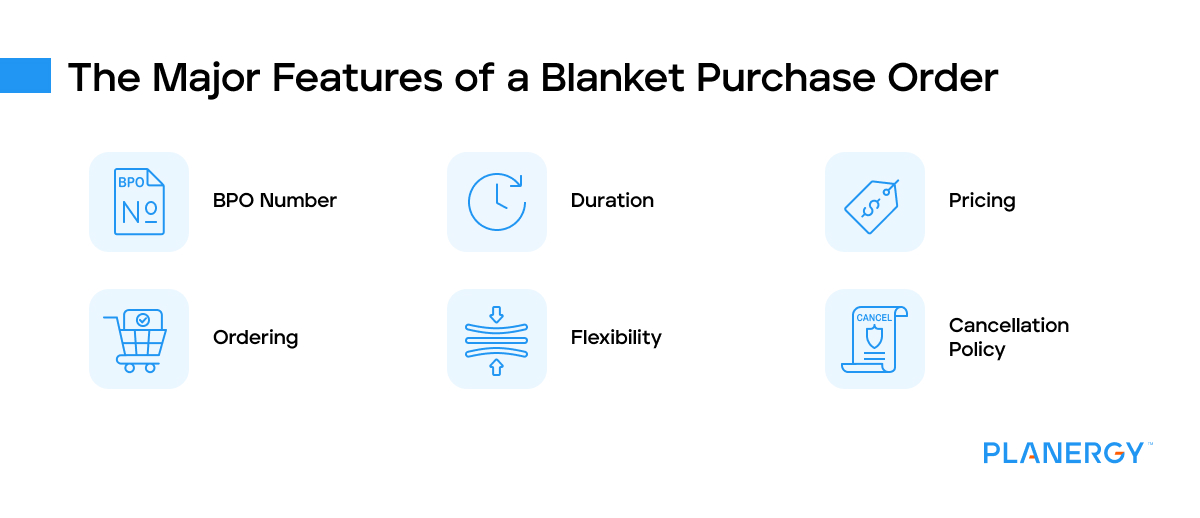 The major features of a blanket purchase order