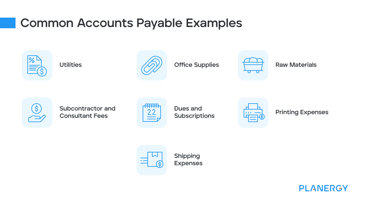 What are examples of accounts payable