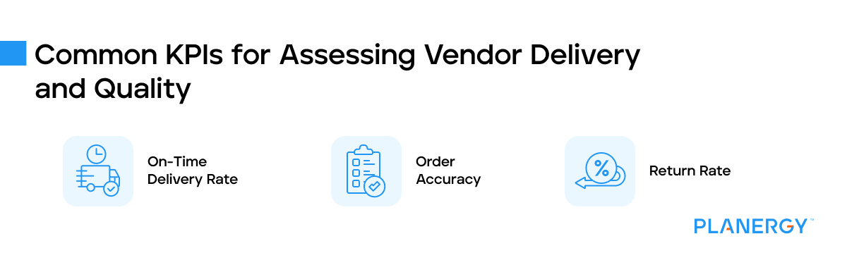 Common KPIs for assessing vendor delivery and quality