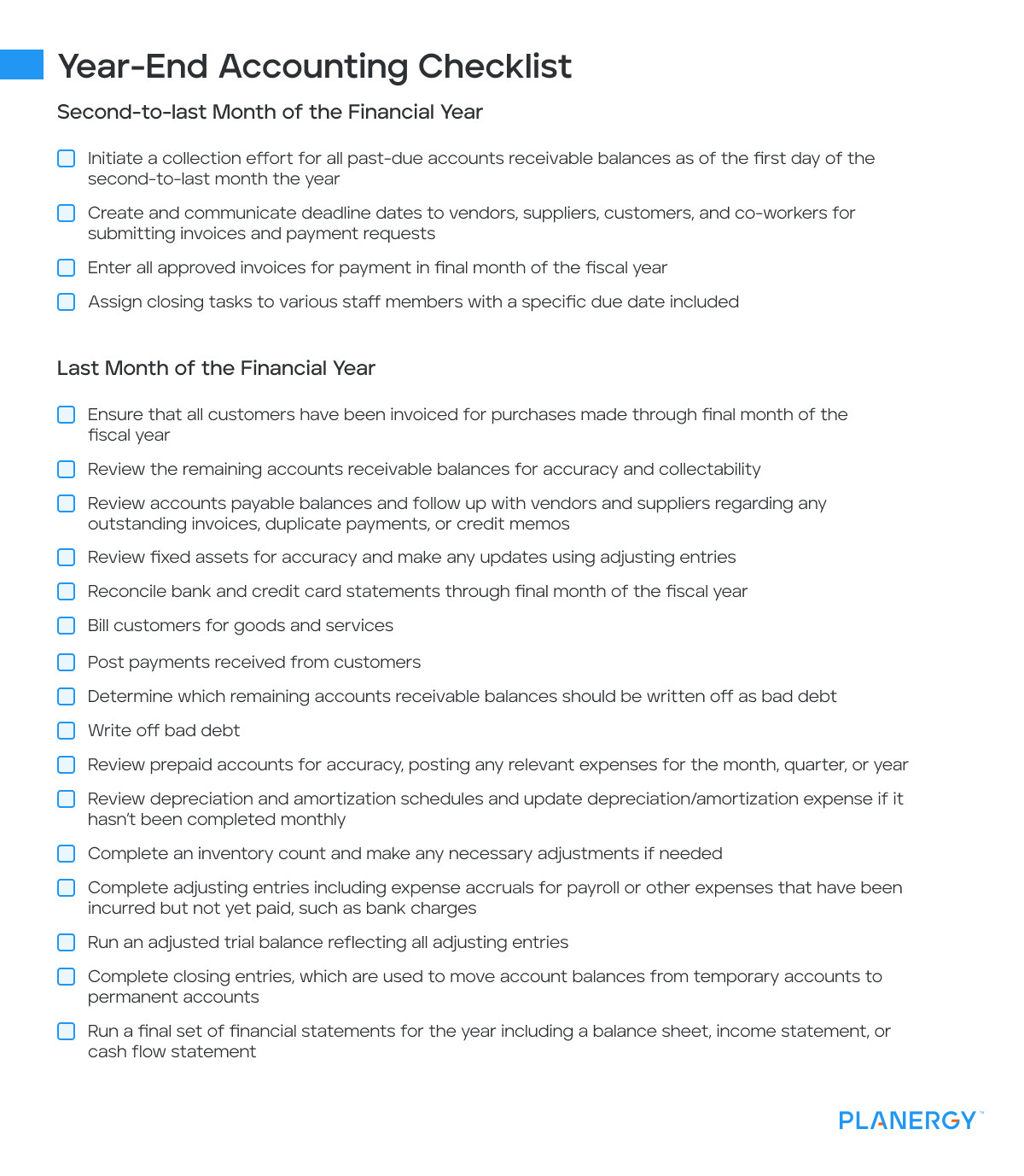 Year-end accounting checklist