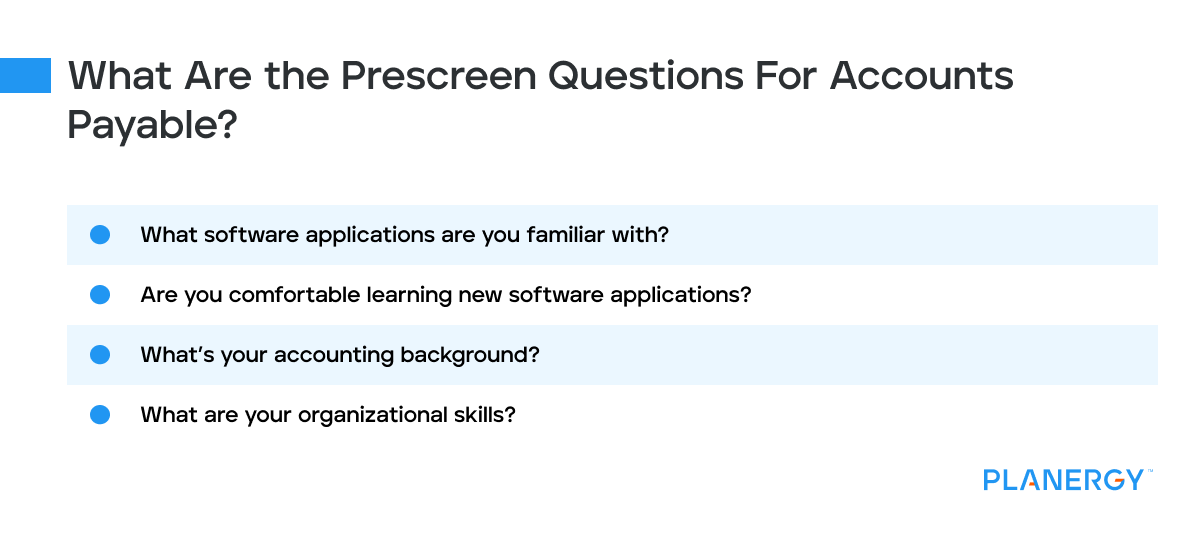 What are the prescreen questions for accounts payable