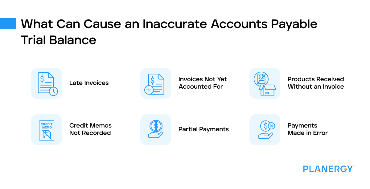 What can cause an inaccurate accounts payable trial balance