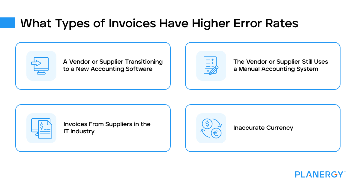 What types of invoices have higher error rates