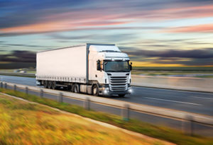 Logistics Truck Travelling on Road
