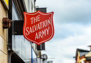 Salvation Army Sign On Side Of Building