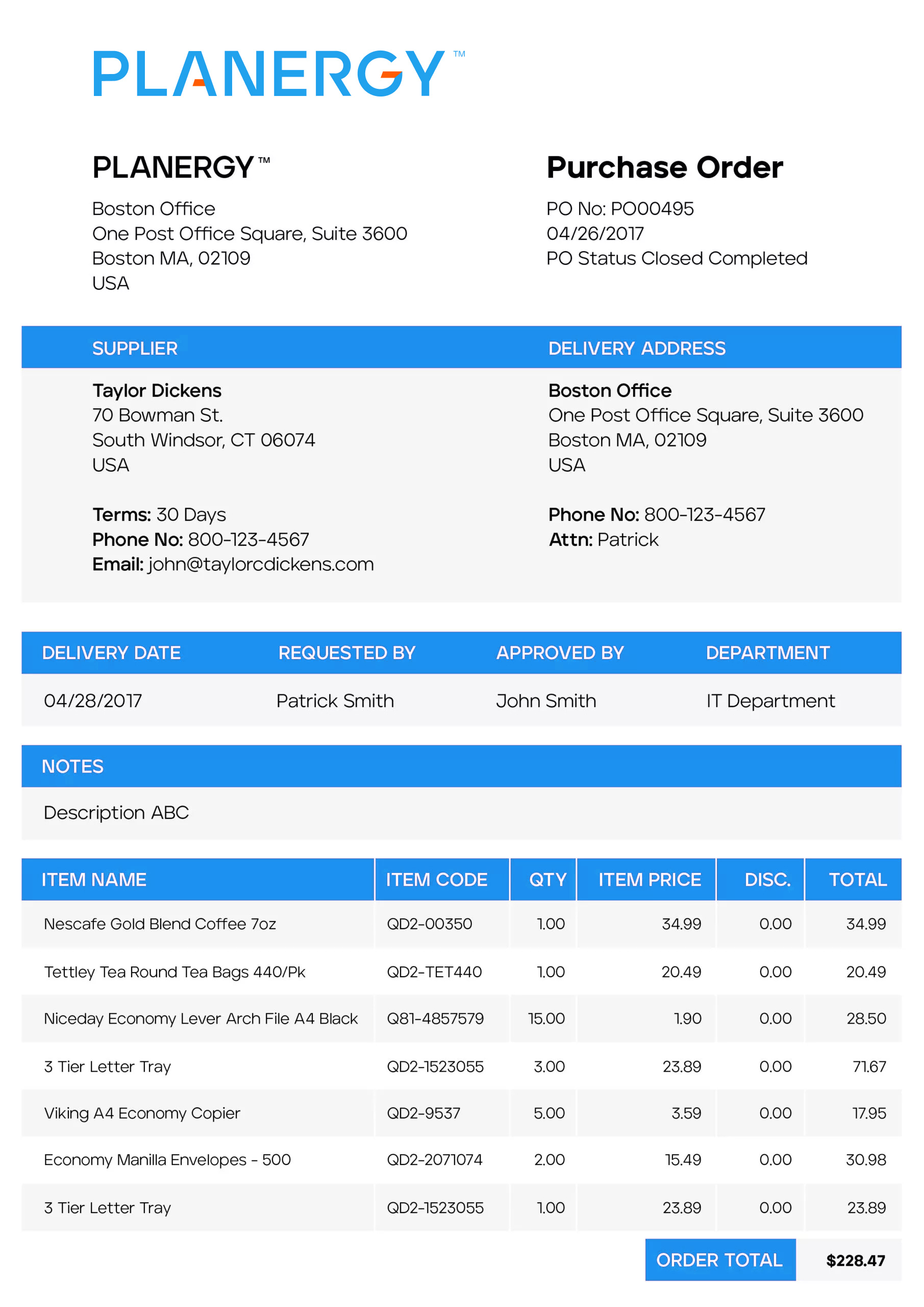 Purchase Order Payment Terms