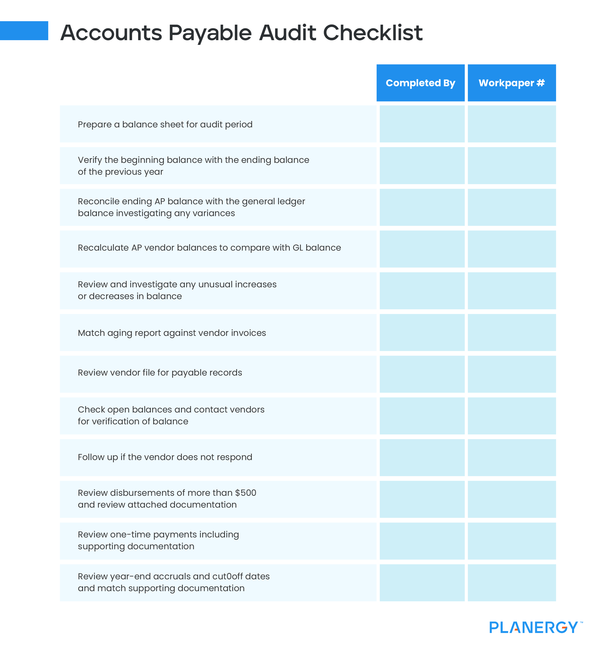 Accounts Payable Audit Checklist