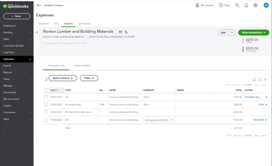The Expense Option in QuickBooks Online