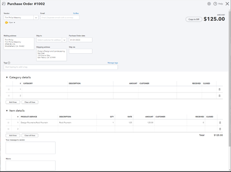 The PO Feature in QuickBooks Online