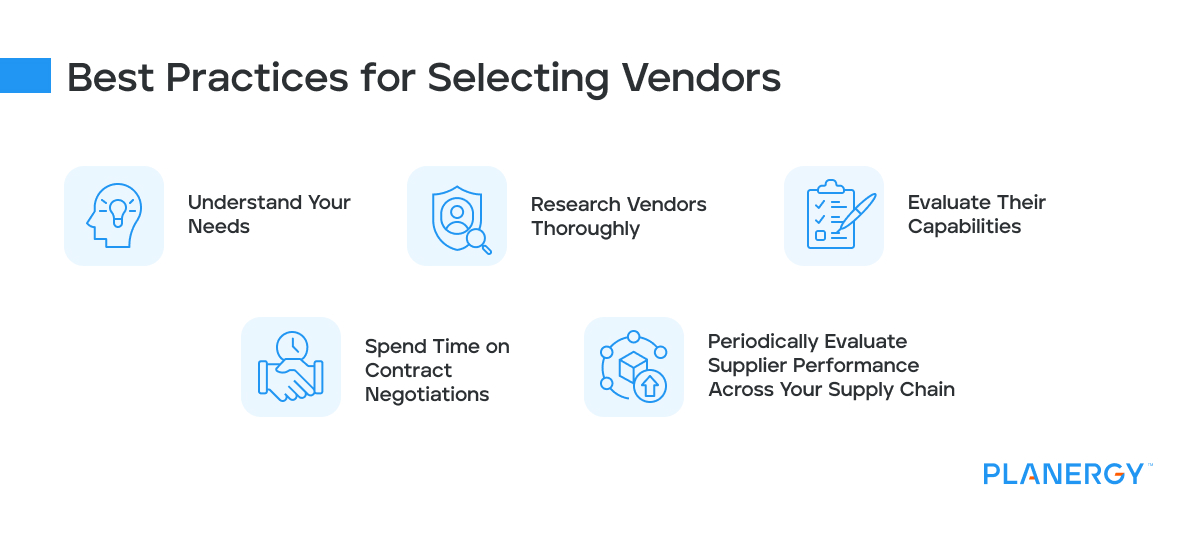 Best practices for selecting vendors