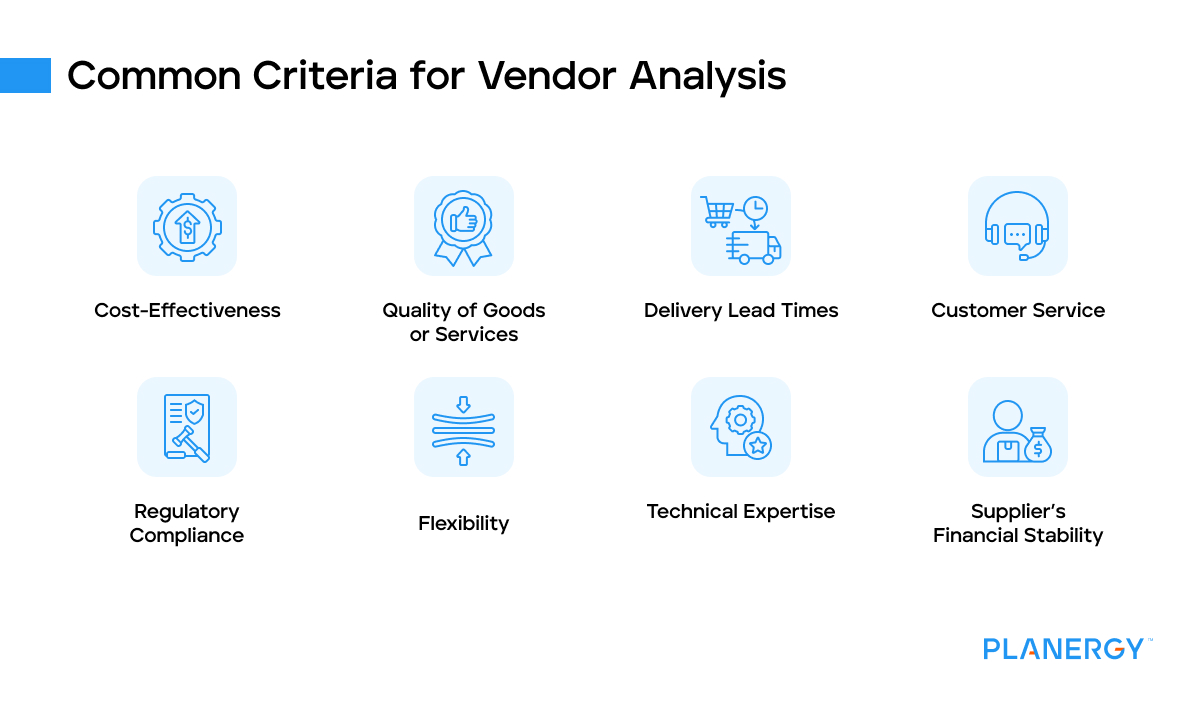 Common criteria for vendor analysis