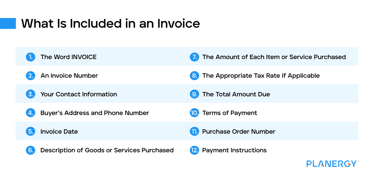 What is included in an invoice