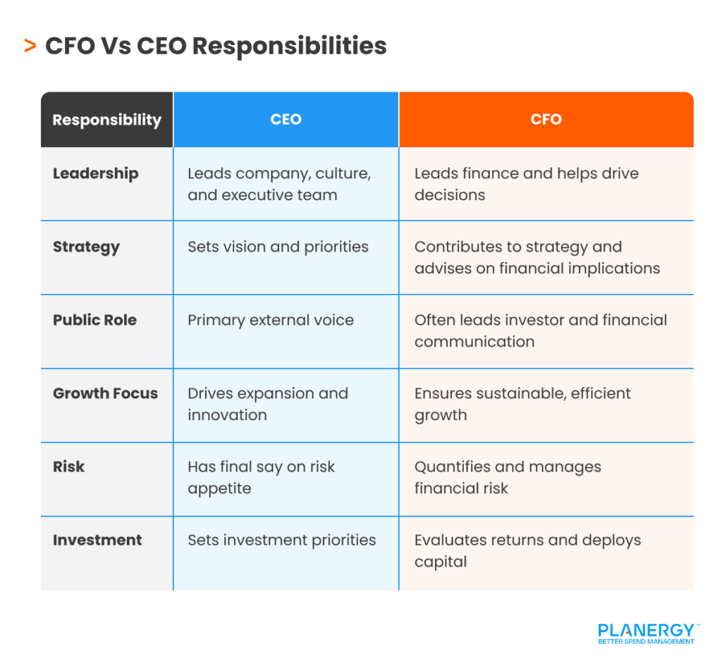 CFO Vs CEO Responsibilities
